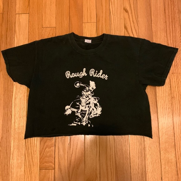 Brandy Melville Tops - Brandy Melville cropped t-shirt. Hunter green and white. One size. Make offer!